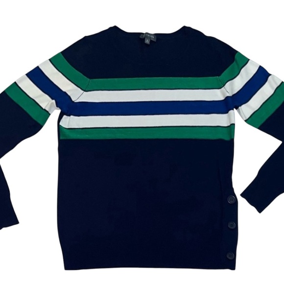 THE LIMITED PULLOVER STRIPED SWEATER BLUE COLOR WOMEN LONG SLEEVE SIZE MEDIUM - Picture 7 of 9